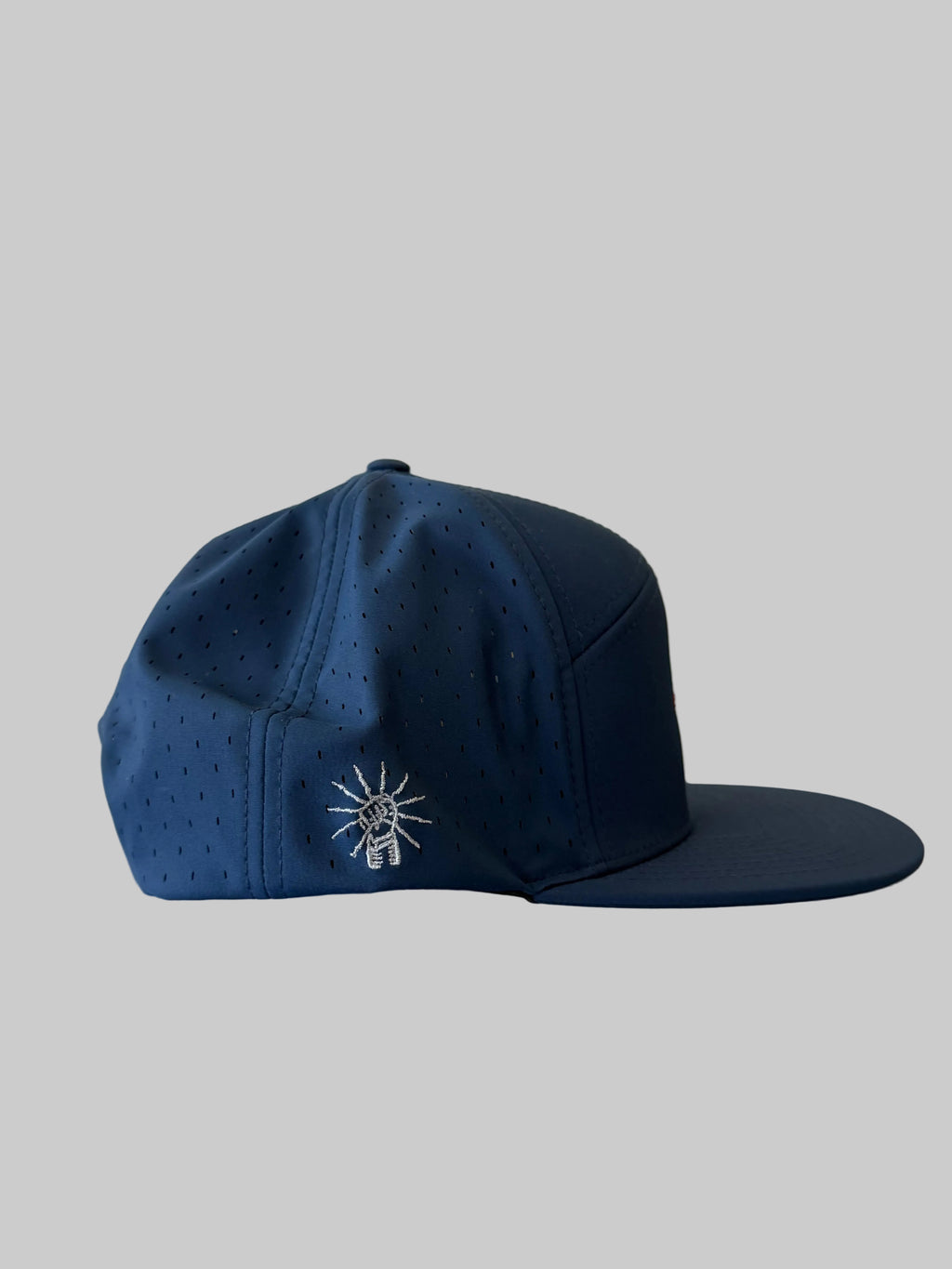 Blue cap with a logo on a light background